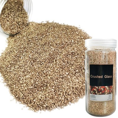 1.3LB Fine Gold Crushed Glass Sand Broken Pieces Crush Terrarium Stones for R...