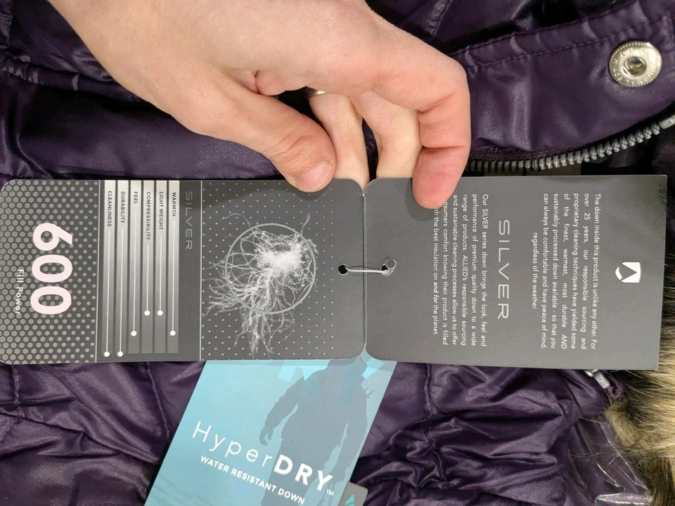 Lands End Girls Size S (4) Long Down Puffer Coat, Plum Purple Color - Image 4 of 4