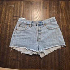 Levi's 501 Womens Shorts Size W25 Blue Denim Cutoff Original Fit G721