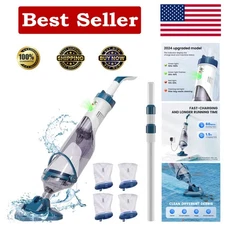 Efficient Cordless Pool Cleaner with Telescopic Pole & 4 Filter Bags Included