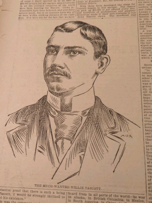 NOV 20, 1898 NEWSPAPER PAGE #2469- WILLIE TASCOTT WANTED FOR SNELL MURDER