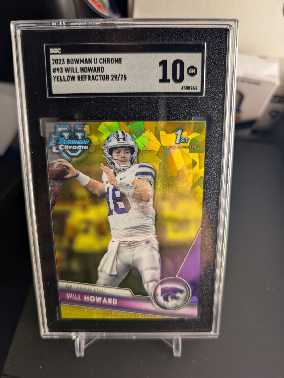 Will Howard Yellow Sapphire /75 2023 Bowman Chrome U University K-State