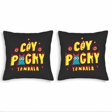 Set of 2 Decorative Throw Pillow Covers 18x18in - Whimsical Text Colorful Floral