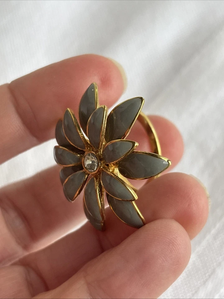 HSN FYG Paula Abdul He Loves Me, I Love Me More Gris ESMALTE Anillo Centro CRISTAL Foto 3 de 4