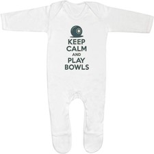 'Keep Calm and Play Bowls' Baby Sleepsuit / Romper (SS054263)