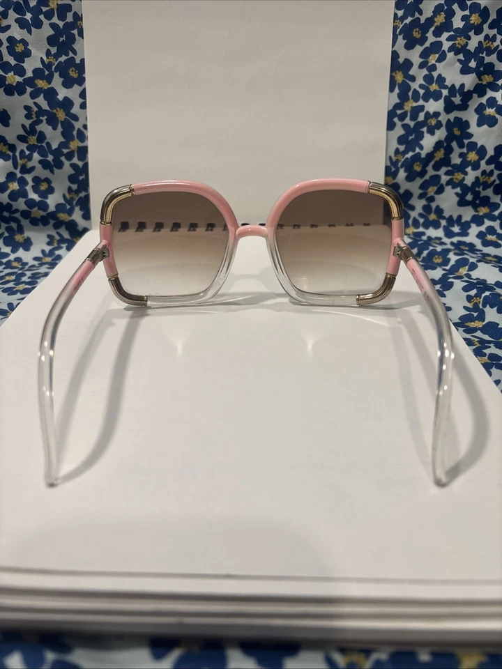 Ted Lapidus Fantastic Oversized Sunglasses Pink with Gold Corners Trim VTG - Image 2 of 4