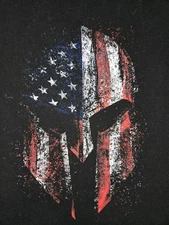 Mens Grunt And Style American Spartan Helmet Logo Long Sleeve T Shirt Black XL 