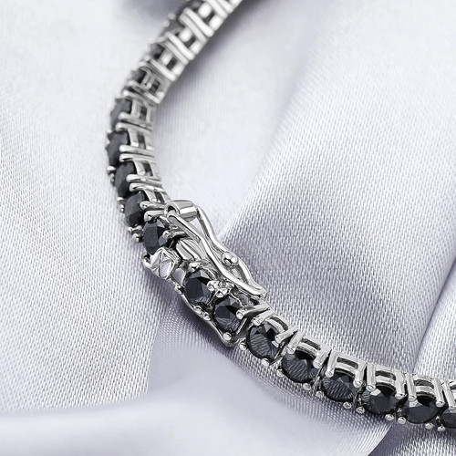 Real 3/4/5/6.5MM Black Moissanite Tennis Bracelet 925 Silver Chain Pass Tester! - Picture 12 of 28