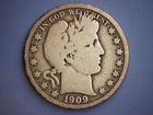 1909-O BARBER HALF DOLLAR__50C SILVER COIN__SEMI KEY__NEW ORLEANS VG COIN
