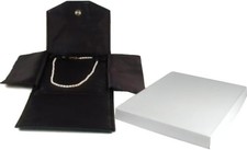 Black Leather Satin Necklace Jewelry Travel Folder Display Case black 