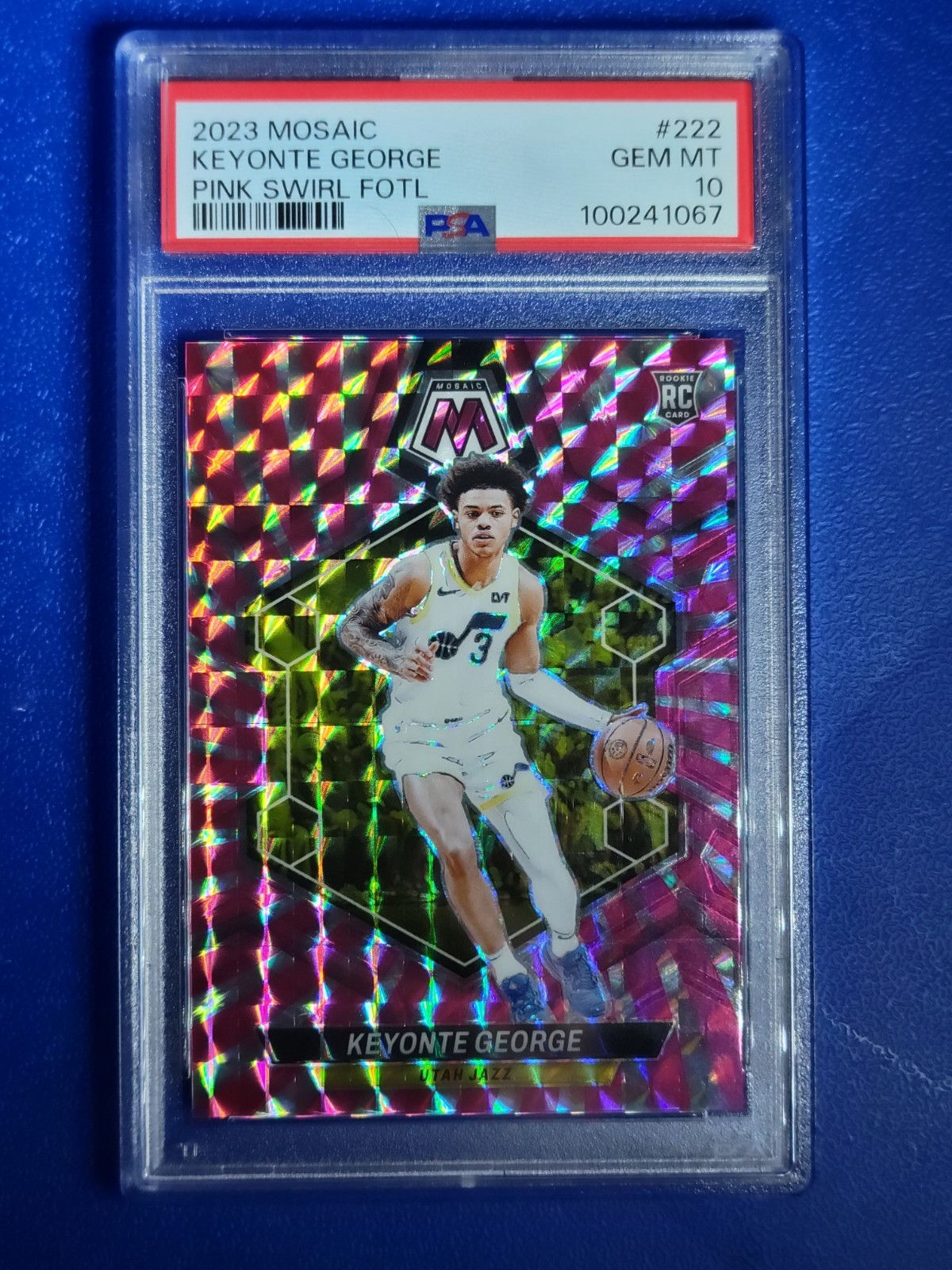 2023-24 Mosaic Keyonte George Pink Swirl FOTL #222 16/18 - PSA 10!