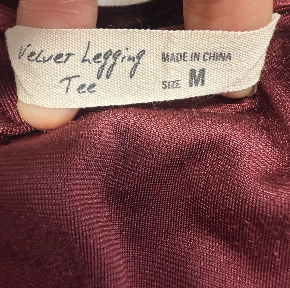 Spring & Mercer Crushed Velvet Legging Tee Tunic Sz Med Garnet Witchy Whimsigoth - Image 3 of 4