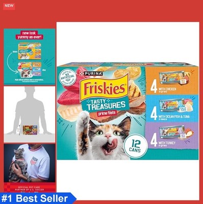 Wet Cat Food Variety Pack 5.5 Oz Cans Tasty Treasures Prime Filets Ocean Fish