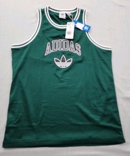 New Adidas Originals Jersey Boys Youth Size XL Retro Vibe Mesh Tank Dark Green