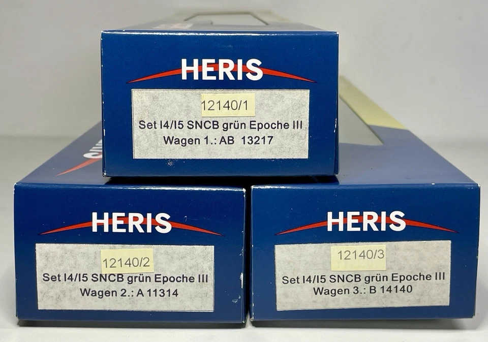 Rare Heris 12140 Belgian SNCB Type I4 / I5 Coaches Triple Pack Set - HO Scale - Image 4 of 4
