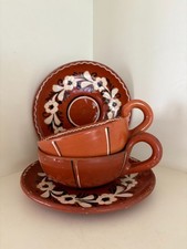 2 x Vintage Scandinavian Large Cups and Saucers Mimmi Hjoberg Folk Art 70s