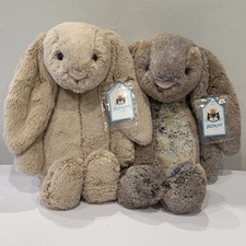 Jellycat Bashful Bunny New With Tags BNWT Medium Woodland Babe, Beige Bunny x2 