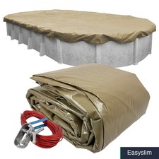 Winter Pool Cover Oval Tan 16x32 Ft 4ft Overlap 20x36 Professional