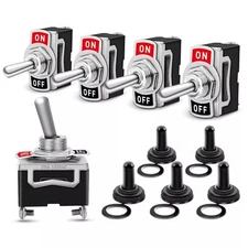 5X 12V SPST Solid Metal Toggle Switch ON/OFF Single Pole for Marine / Automotive