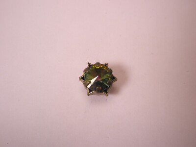 5/16'' Solitaire Green Rhinestone & Gold Tone Vintage Tie Tack Lapel Pin r105