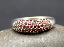 PAVE of GENUINE GARNETS set in .925 STERLING SILVER RING FAST FREE SHIPPING  
