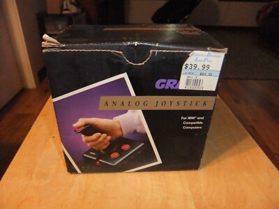 VTG 1990 Video Game Joy Stick Gravis Analog Black Red Flight PC CLEAN W/BOX/MAN