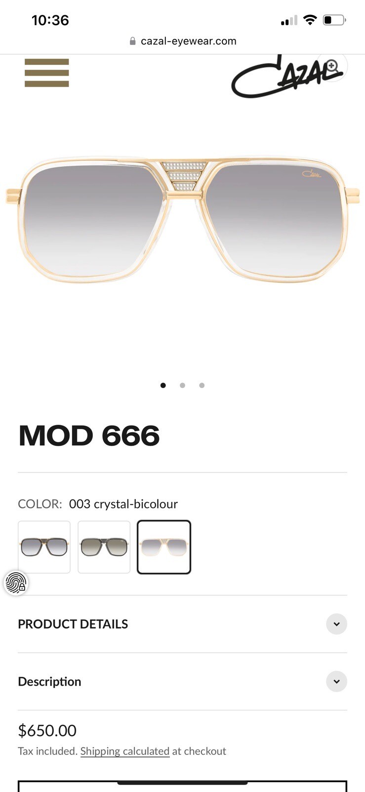 CAZAL Legends 666 61/16/140mm Aviator Sunglasses Color 003 image 6