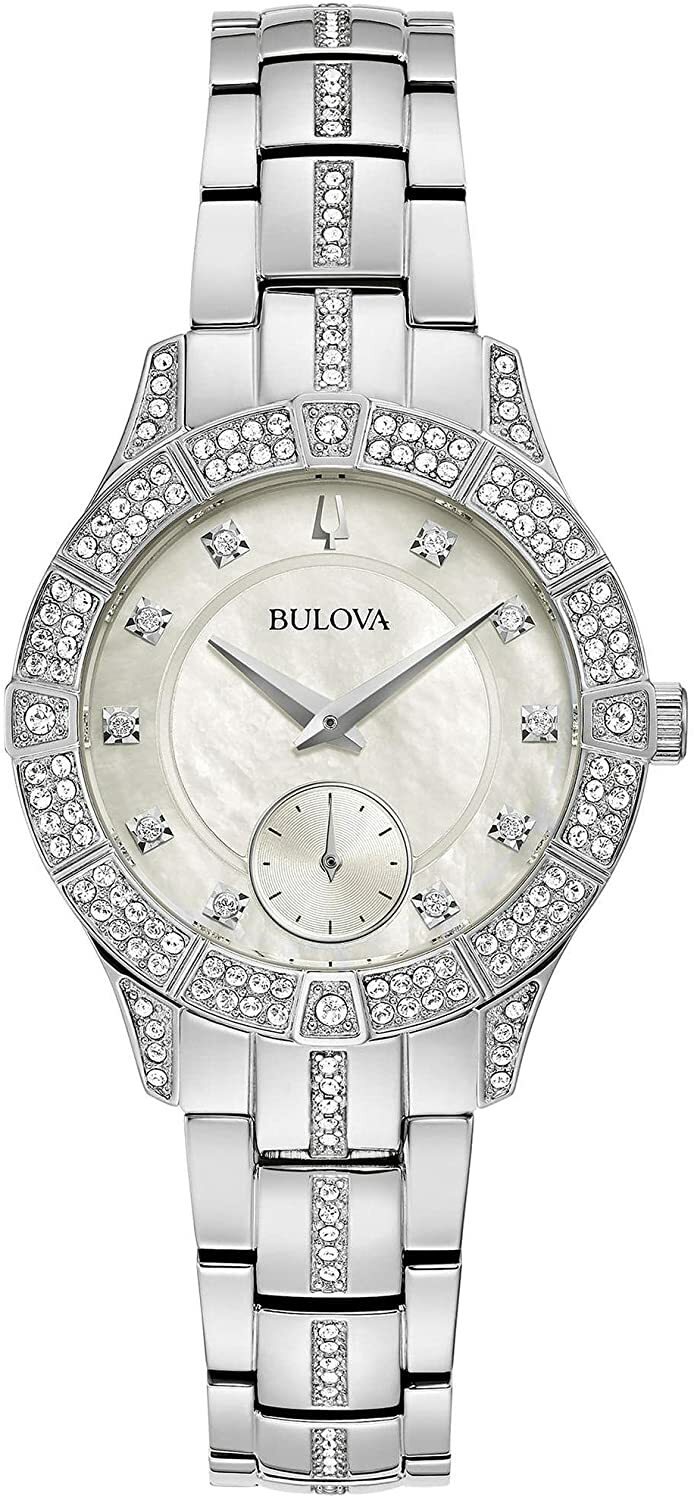 Bulova Silver Womens Analogue Watch Phantom Crystal 96L291