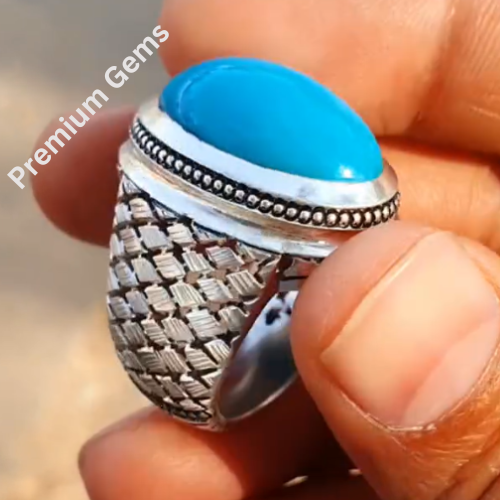 Big Clean Rare Turquoise Ring Nishapuri Feroza Natural Feroza Ring Shia  Rings