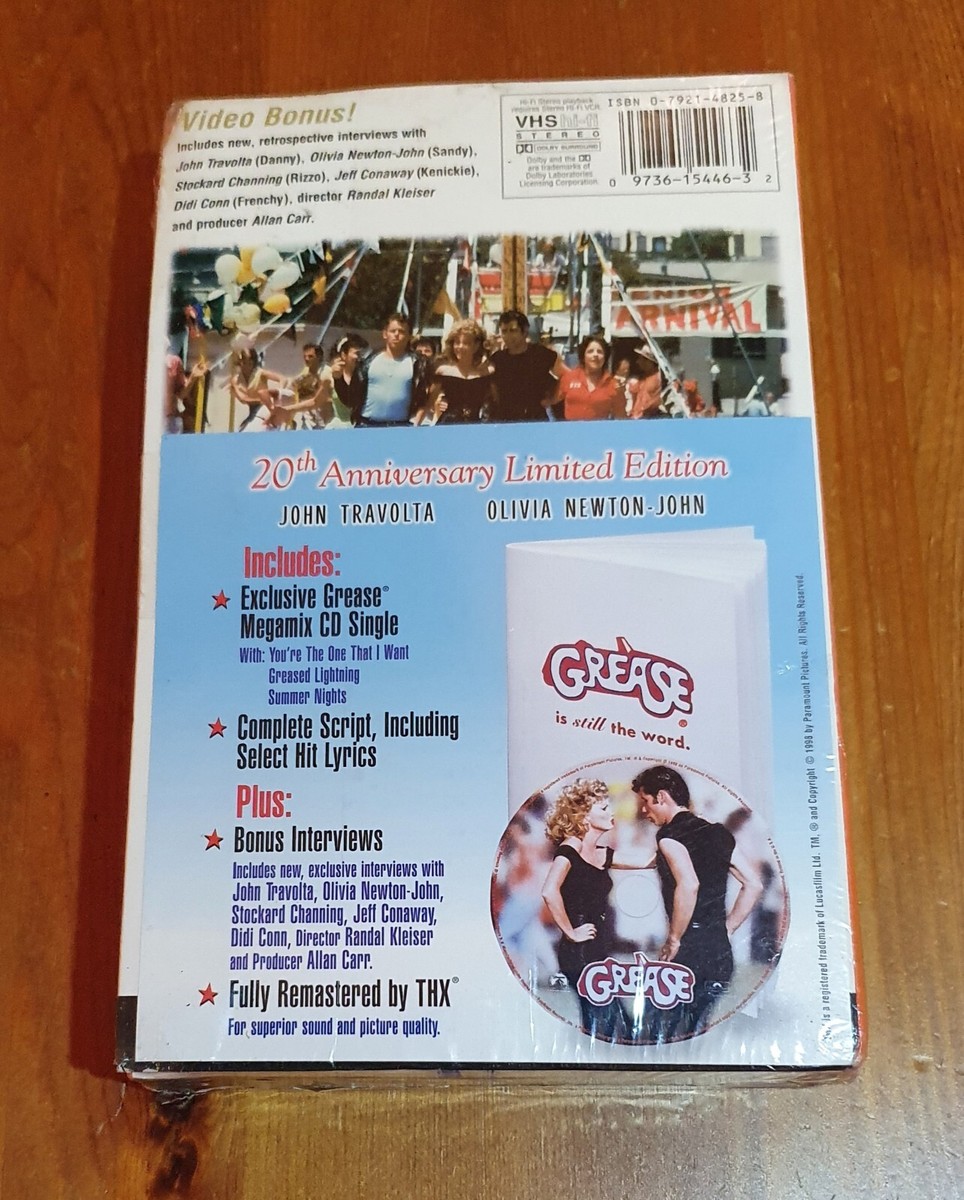 20th Anniversary Edition Grease VHS Widescreen (Factory Sealed