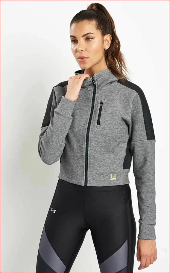 UNDER ARMOUR women jacket sweatshirt hoodie fitted 1314255 grey XL $120 | eBay