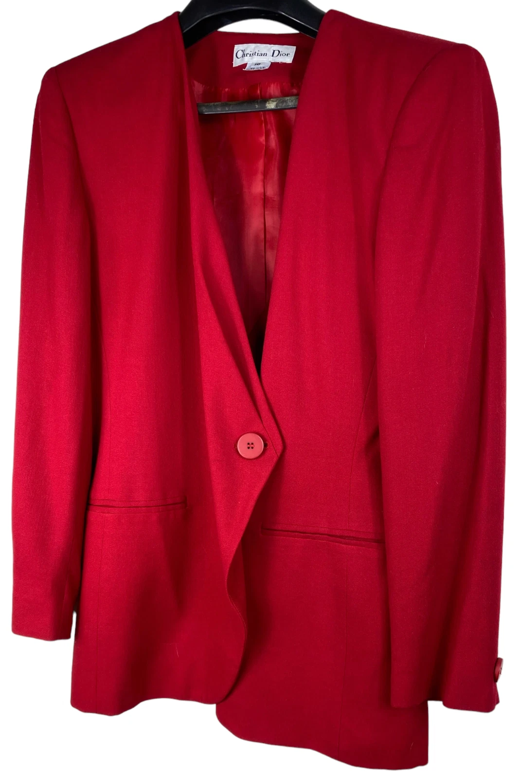 Giacca blazer vintage Christian Dior 10 media rossa un bottone lana designer dd