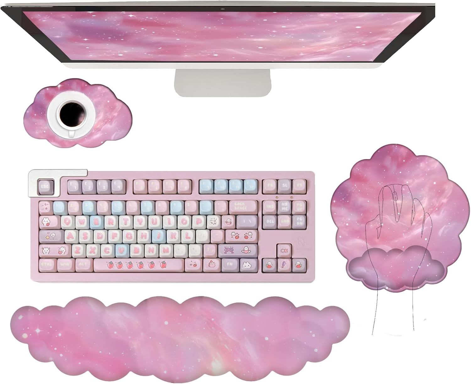Cloud Keyboard Wrist Rest Galaxy Mouse Pad with Wrist Rest Ergonomic Space Wr...