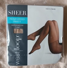 Sheer Nude Pantyhose Size A Comfort Reinforced Panty Classic Toe #10167
