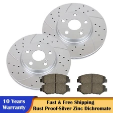 Front Slotted Brake Rotors & Pads Fit 1.8L Corolla VIBE Matrix  Brakes Kits