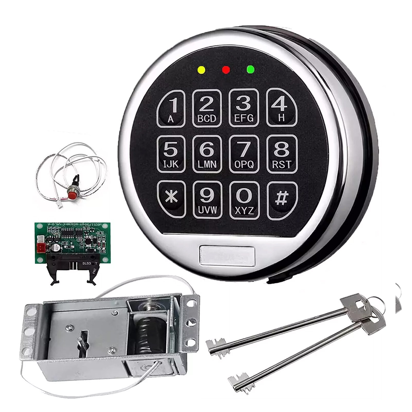 Gun Safe Lock Replacement Solenoid Lock with 2 Master Keys Chrome Digital KeypGi