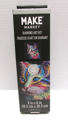NEW MAKE MARKET DIAMOND ART Painting KIT RAINBOW CAT 8''x8''