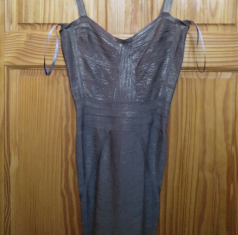 Herve Leger Silver Metallic Bandage Dress XS | eBay