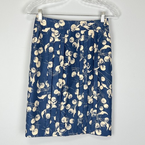 Boden Limited Edition Womens Silk Pleated Skirt Blue Dandelion Print size 2 - Picture 2 of 10