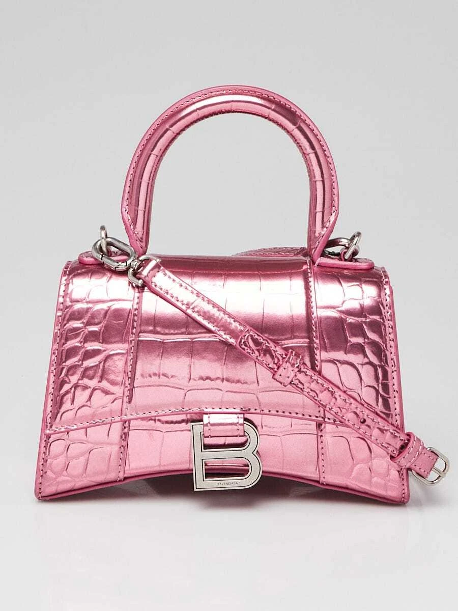 Balenciaga Pre-Owned crocodile-effect clutch bag - Metallic