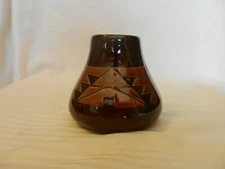 Dark Brown Southwestern Design 3.5" Tall Round Pen or Pencil Holder or Vase
