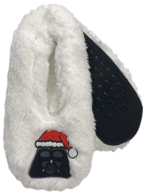 Star Wars Womens Plush White Darth Vader Ballet Slippers Holiday Shoes OSFM