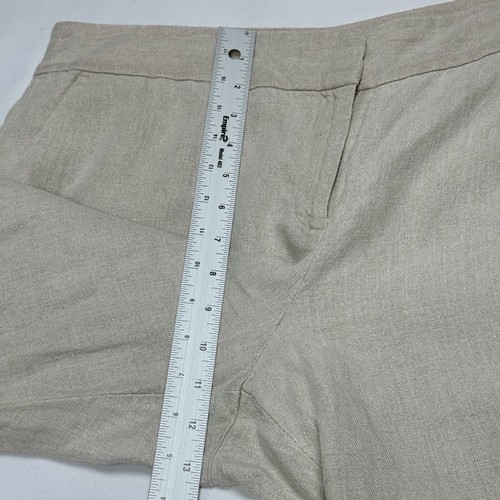 Ann Taylor Julie Beige 100% Linen Wide Leg Chino BOHO Dress Pants 14 (ACT 37x31) - Picture 8 of 15