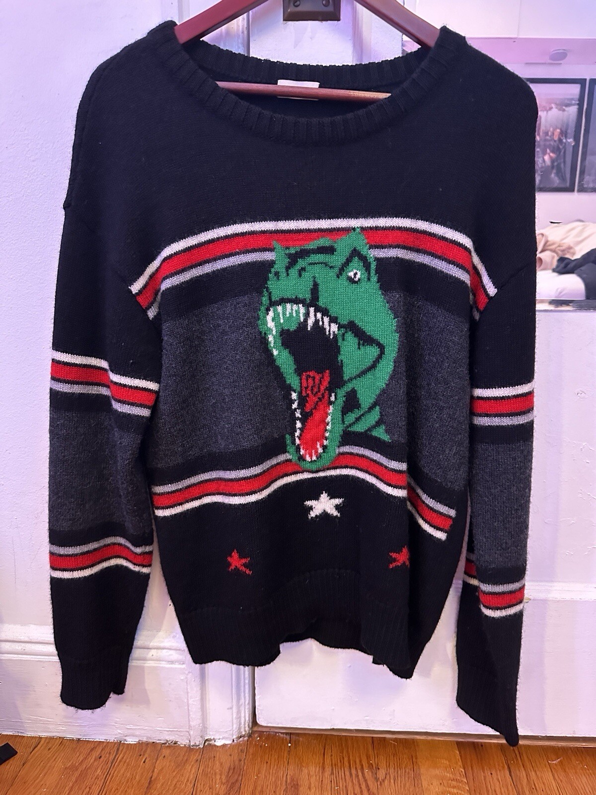 Maglione lana dinosauro Yves Saint Laurent T Rex taglia media YSL