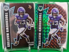 Dalvin Cook 2 Card 2021 Panini Mosaic SP Green Prizm Touchdown Masters + Base #5