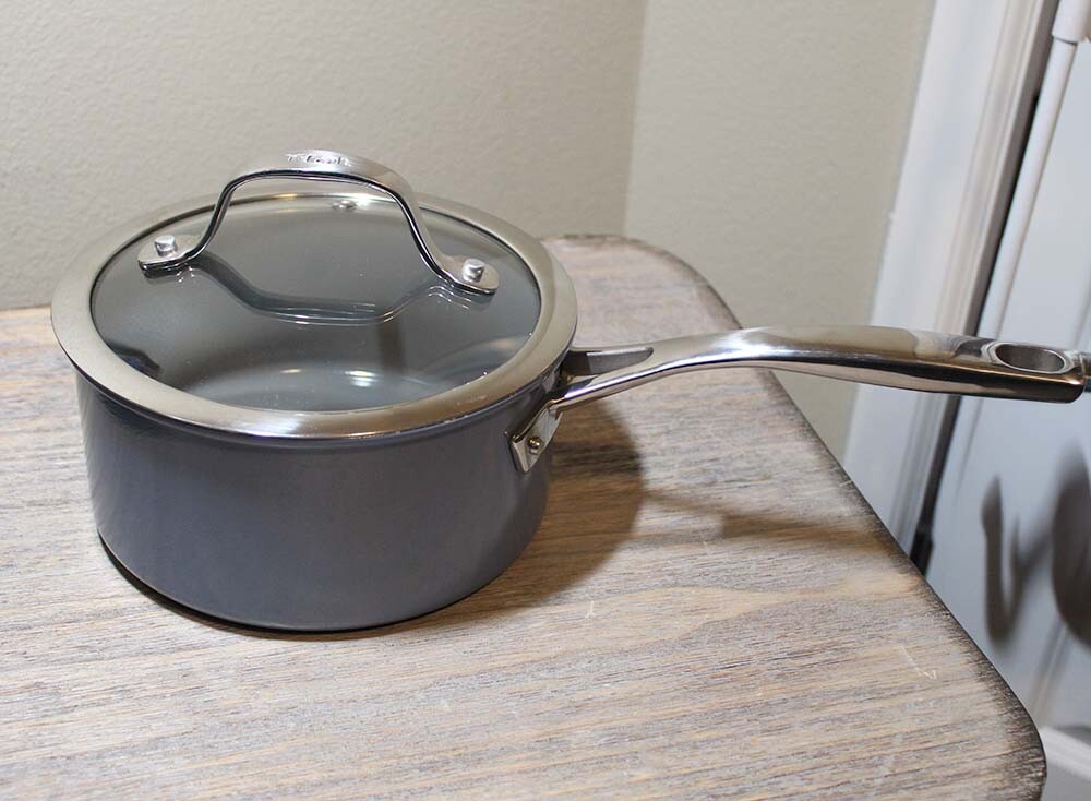 T-fal Excellence Ceramic Non-Stick 3 qt Saucepan with Lid, Blue