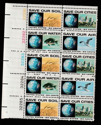 U.S. Sc. #1410-13, MNH, Upper Left Plate Block, 6c Anti-Pollution