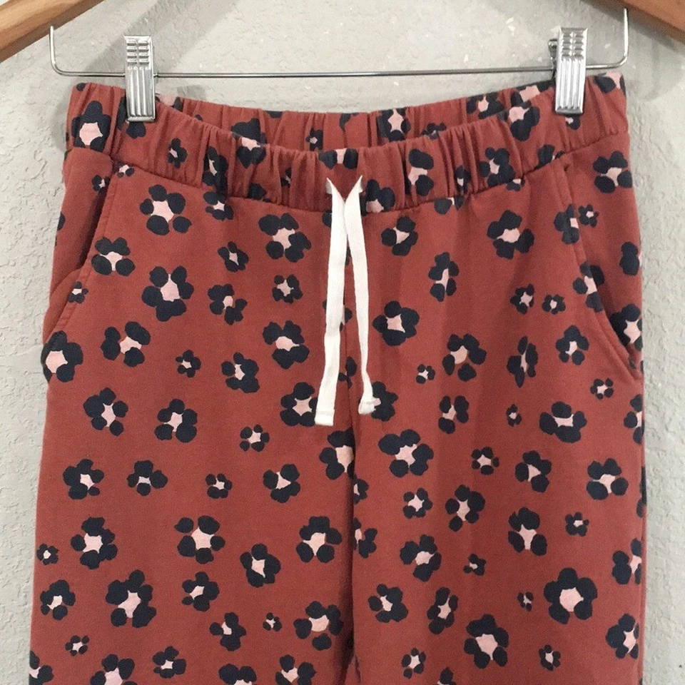 Carter's Girls Sz 14 Sweatpants Brown & Pink Floral Leopard Jogger 100% Cotton - Image 2 of 4