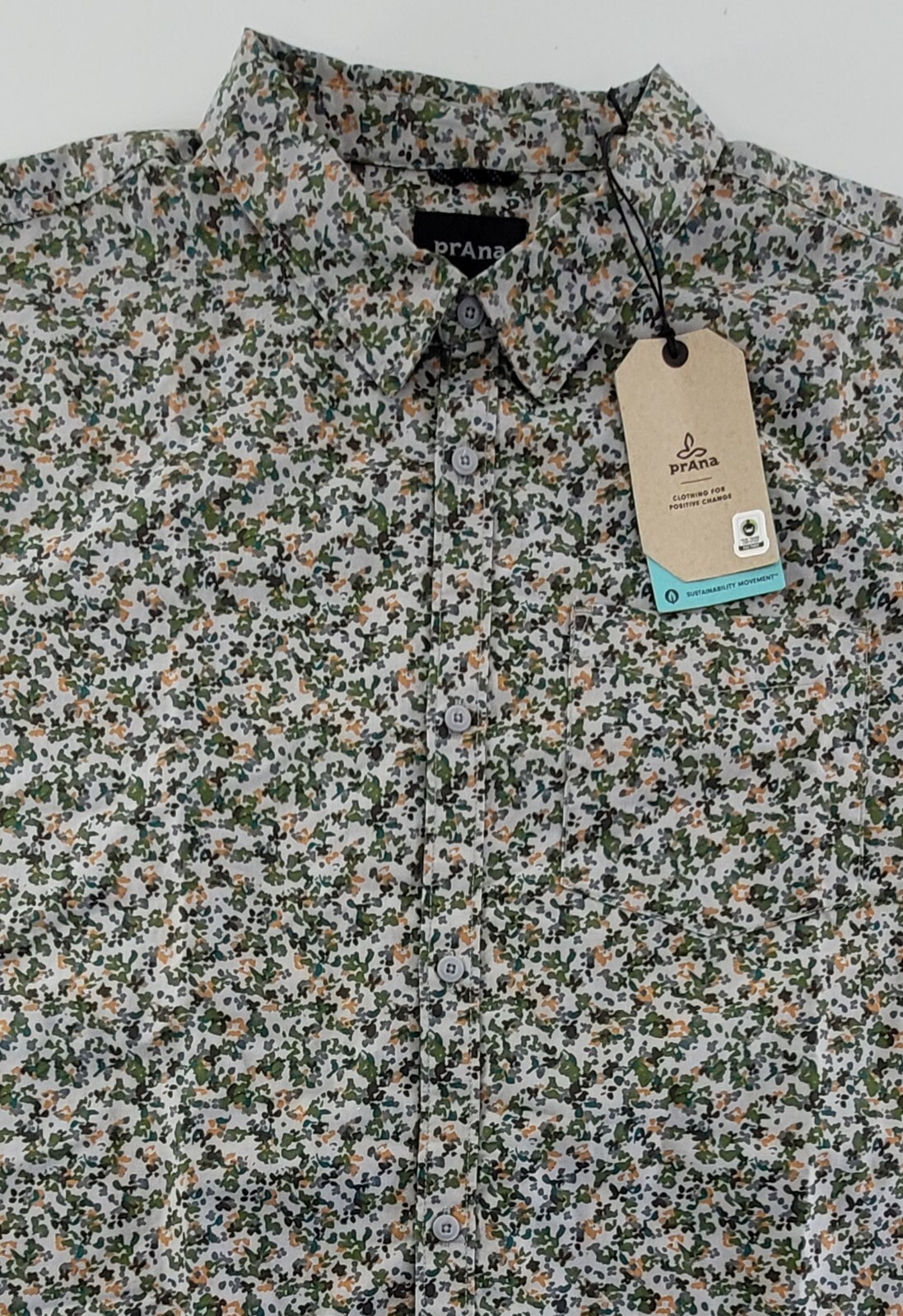 Prana Men's Casual ButtonDown Stimmersee Shirt Floral Collared Size