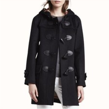 Burberry The Mersey Wool-blend Duffle Coat In Black Size 4